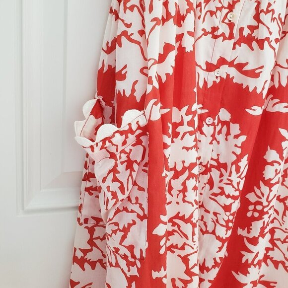 Juliet Dunn - Orange and White Floral Lined Sundress. Size 1 - Picture 4 of 6